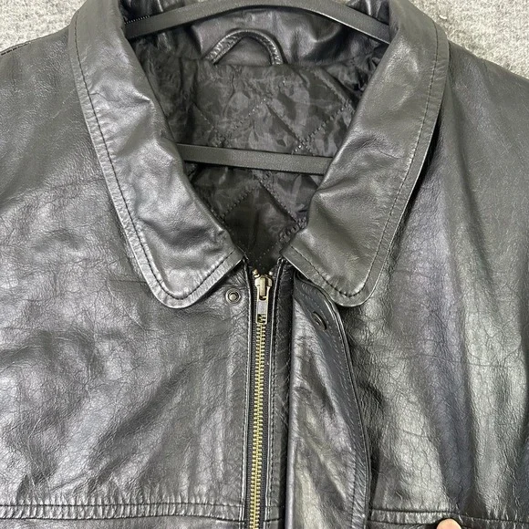United States MARINE CORP EMBOSSED Black Leather JACKET Men's 3XL Made IN USA - Picture 5 of 14